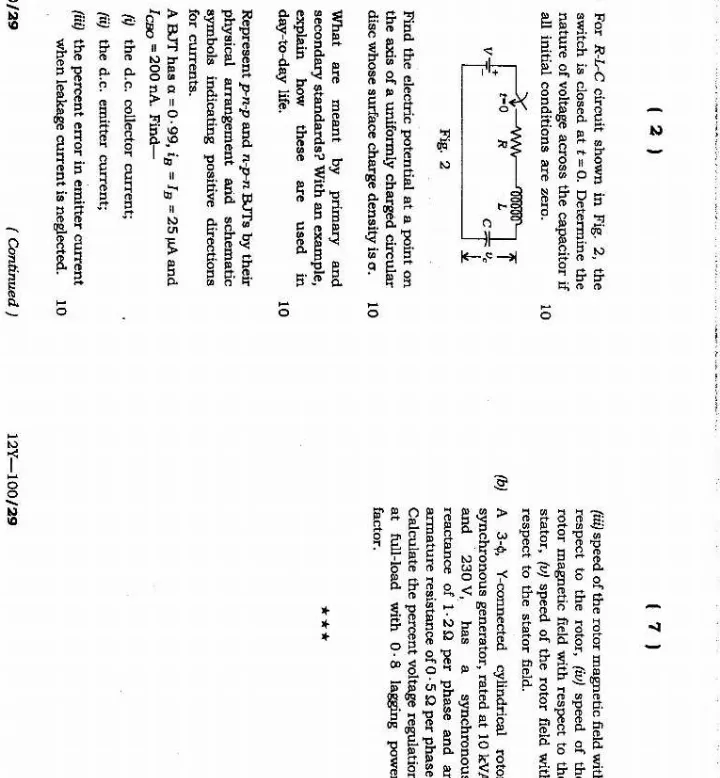 4th CCSME Electrical Engineering Paper 1 2012 Question Paper - JPSC — page 1 instructions scan PDF download