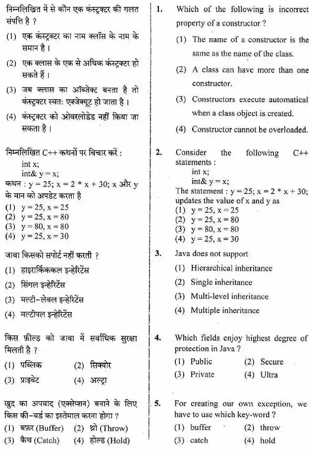 ACF I 2018 Computer Application question paper page 1 instructions scan PDF download RPSC exam paper