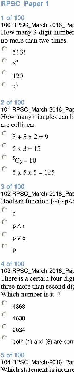 Analyst-Cum-Programmer 2014 Paper I question paper page 1 instructions scan PDF download RPSC