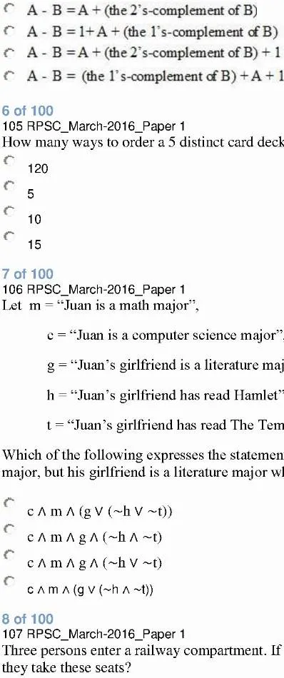 Analyst-Cum-Programmer 2014 Paper I question paper page 1 instructions scan PDF download RPSC