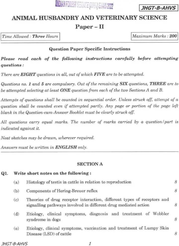 IFS AHVS Paper II 2022: AHVS Exam Details & Repaired OCR — page 1 instructions scan PDF download
