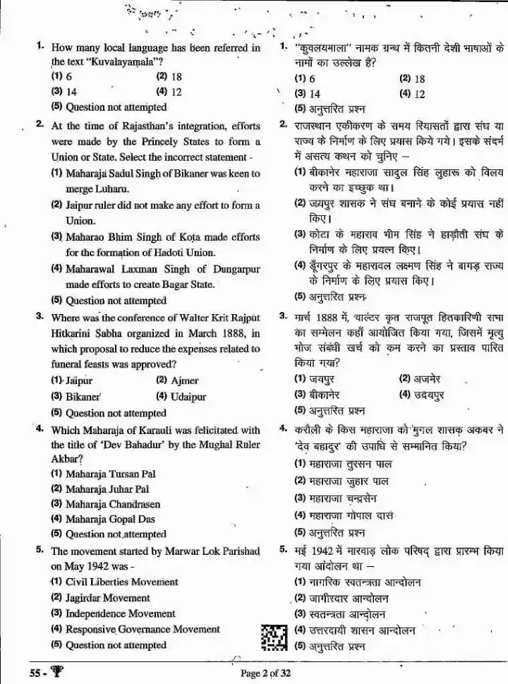 Archives Department Recruitment 2024 Research Scholar question paper page 1 instructions scan PDF download