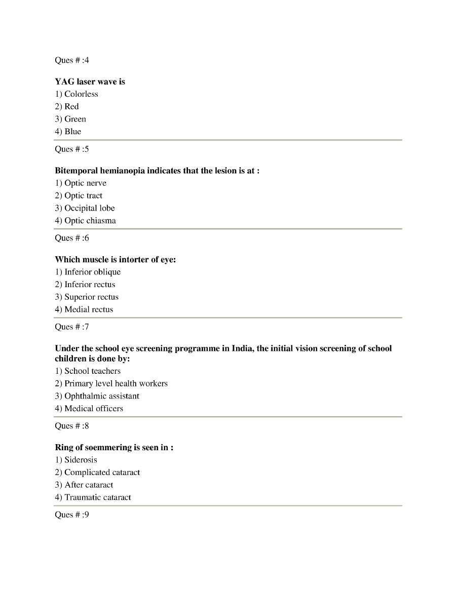 Assistant Professor Ophthalmology 2014 RPSC question paper page 1 instructions scan PDF download
