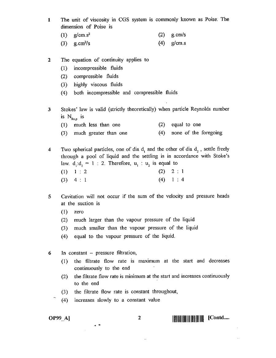 ASST. CONSERVATOR FOREST EXAM 2011 Chemical Engineering question paper page 1 instructions scan PDF download RPSC ACF exam