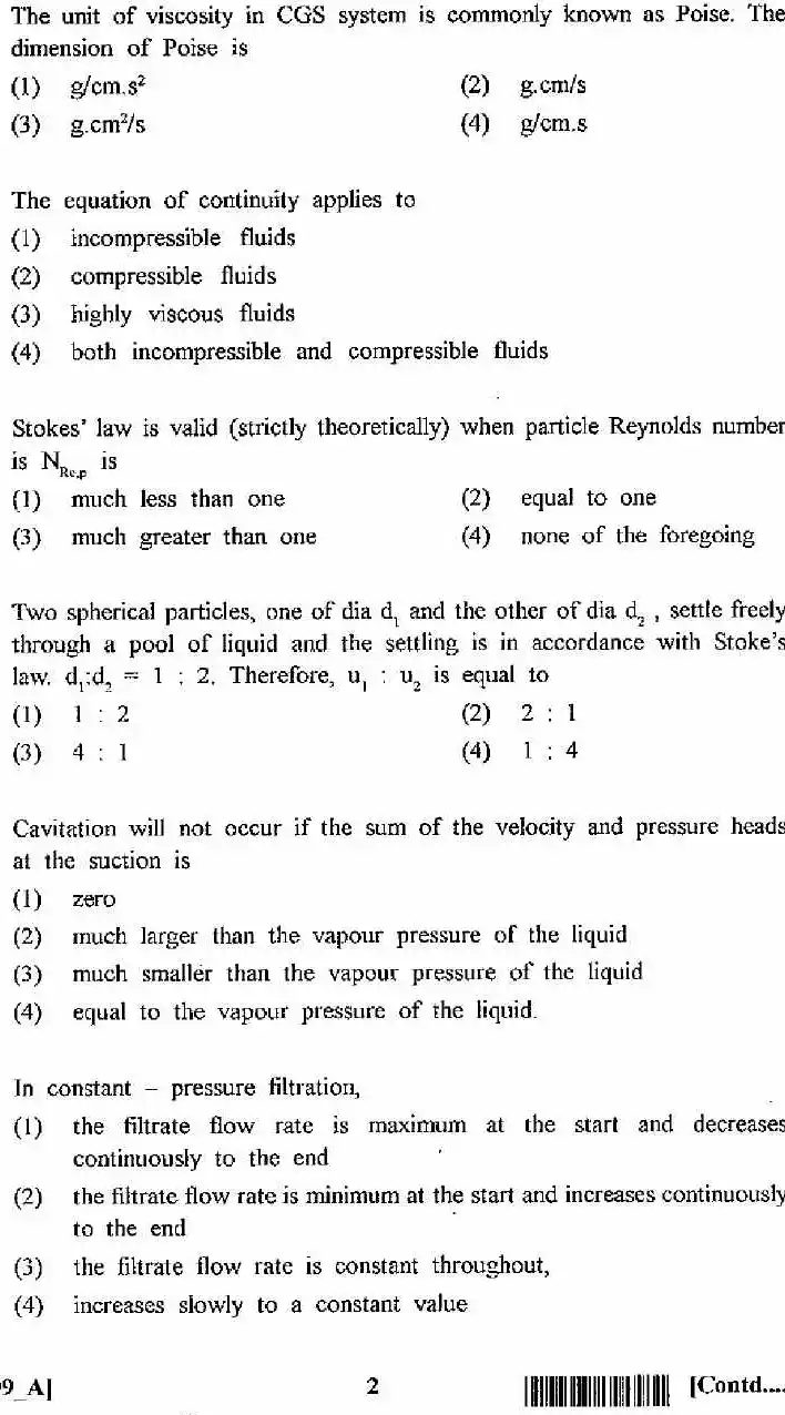 ASST. CONSERVATOR FOREST EXAM 2011 Chemical Engineering question paper page 1 instructions scan PDF download RPSC ACF exam