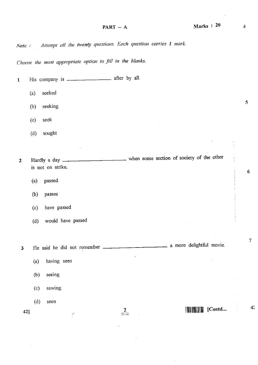 Asst. Conservator Forest Exam 2011 General English question paper page 1 instructions scan PDF download