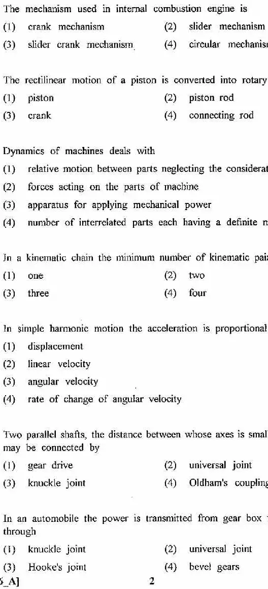 ASST. CONSERVATOR FOREST EXAM 2011 Mechanical Engineering question paper page 1 instructions scan PDF download. RPSC ACF exam header, paper code OP16, marks 100, time 3 hours.
