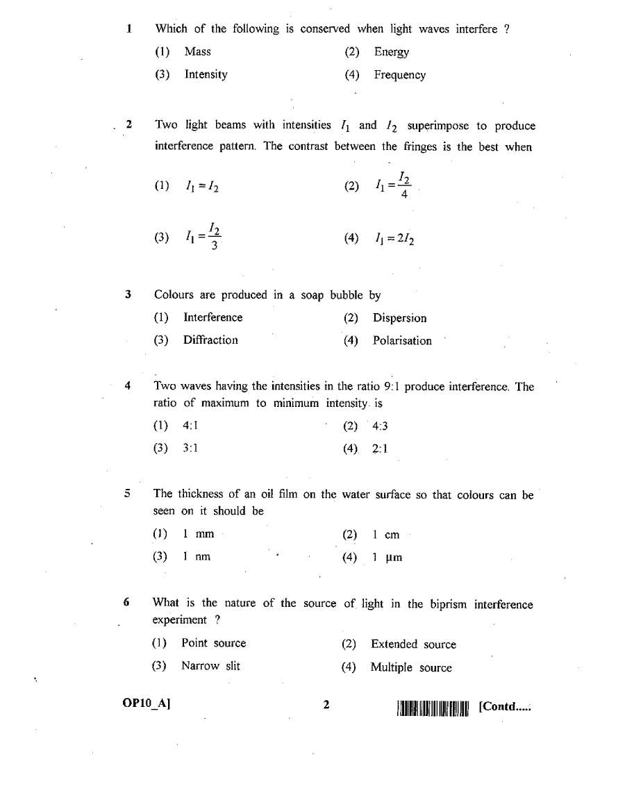 ASST. CONSERVATOR FOREST EXAM 2011 Physics question paper page 1 instructions scan PDF download RPSC ACF exam paper