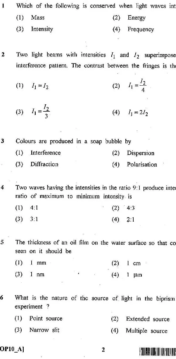 ASST. CONSERVATOR FOREST EXAM 2011 Physics question paper page 1 instructions scan PDF download RPSC ACF exam paper