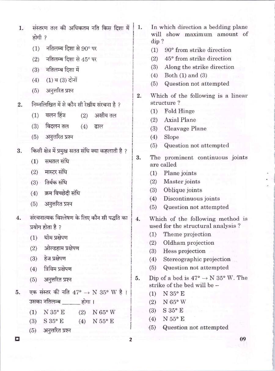 RPSC Asst. Prof. Geology Paper I 2023 question paper page 1 instructions and exam header scan PDF download