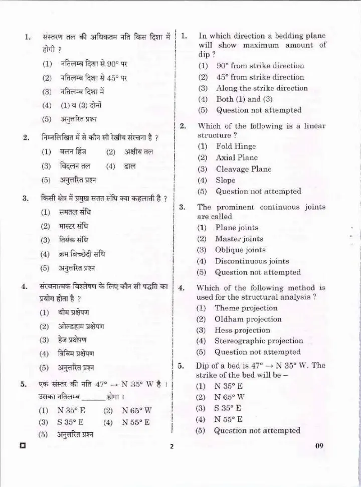 RPSC Asst. Prof. Geology Paper I 2023 question paper page 1 instructions and exam header scan PDF download
