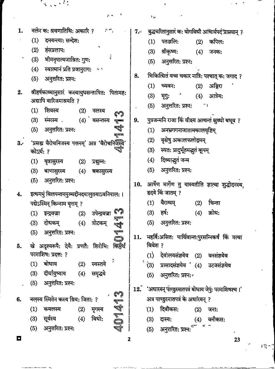 RPSC Asst. Prof. Sahitya-I 2024 question paper page 1 instructions scan PDF download
