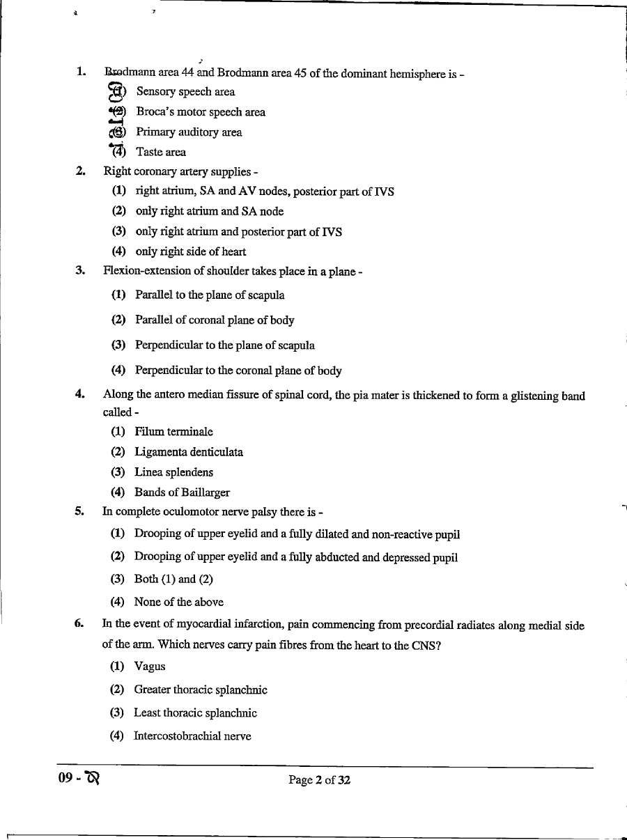 RPSC Asst. Professor Medical Edu 2021 Anatomy question paper page 1 instructions scan PDF download