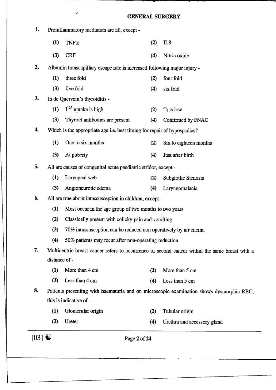 ASST. PROFESSOR (MEDICAL EDU.) 2021 General Surgery question paper page 1 instructions scan PDF download