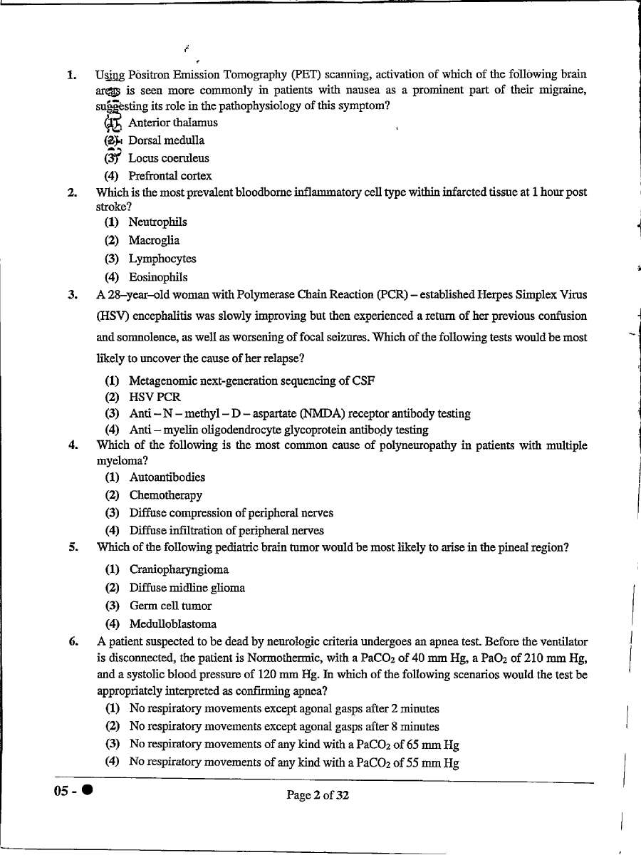 ASST. PROFESSOR (MEDICAL EDU.) 2021 Neurology question paper page 1 instructions scan PDF download RPSC