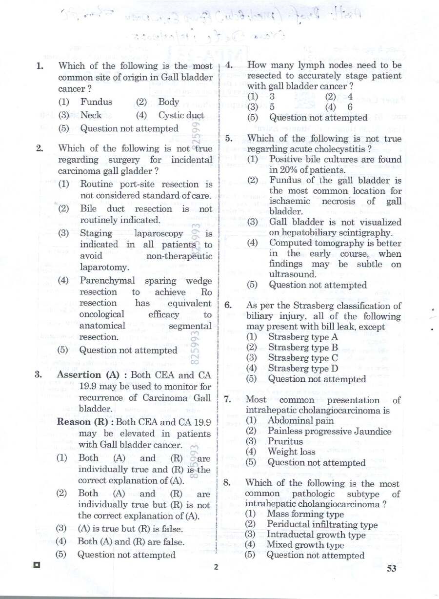 Asst. Professor Hepato-Pancreato-Biliary Surgery 2024 question paper page 1 instructions scan PDF download RPSC Medical Edu. Exam