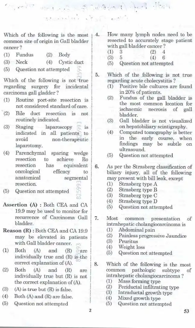 Asst. Professor Hepato-Pancreato-Biliary Surgery 2024 question paper page 1 instructions scan PDF download RPSC Medical Edu. Exam
