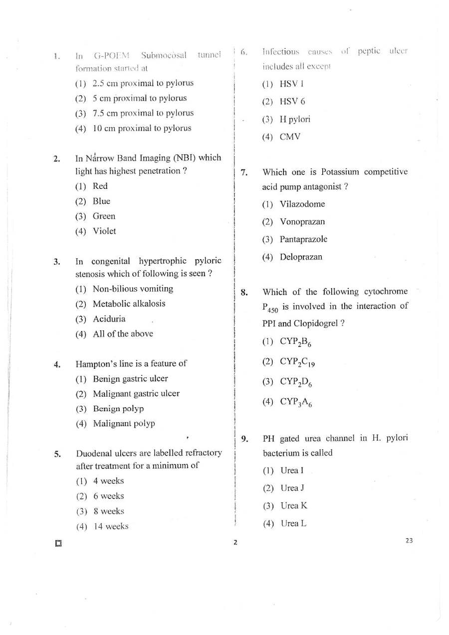 RPSC Asst. Professor Medical Gastroenterology 2020 question paper page 1 instructions scan PDF download