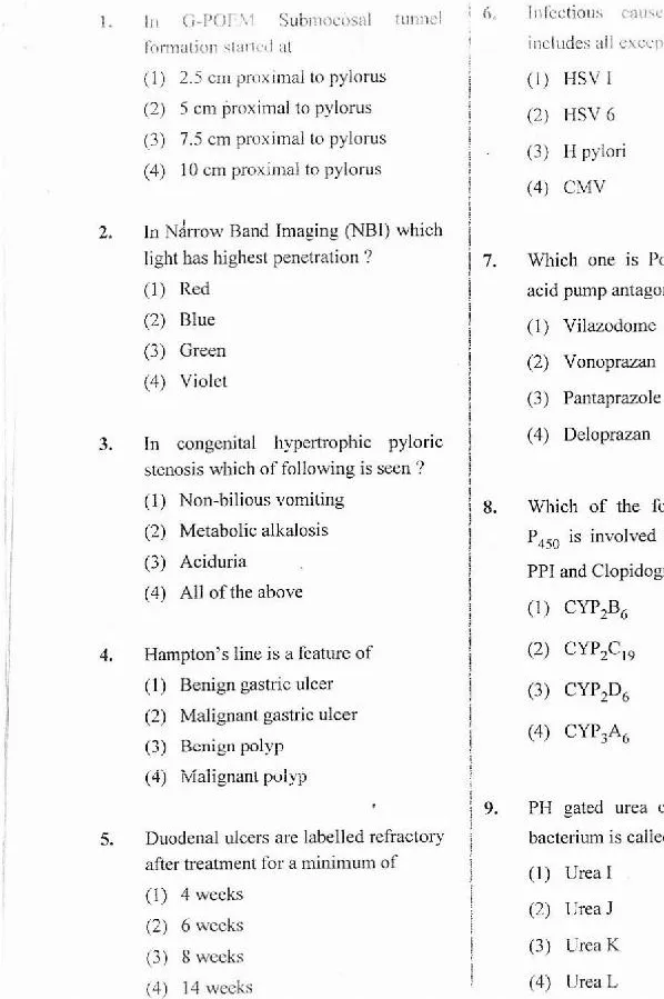 RPSC Asst. Professor Medical Gastroenterology 2020 question paper page 1 instructions scan PDF download