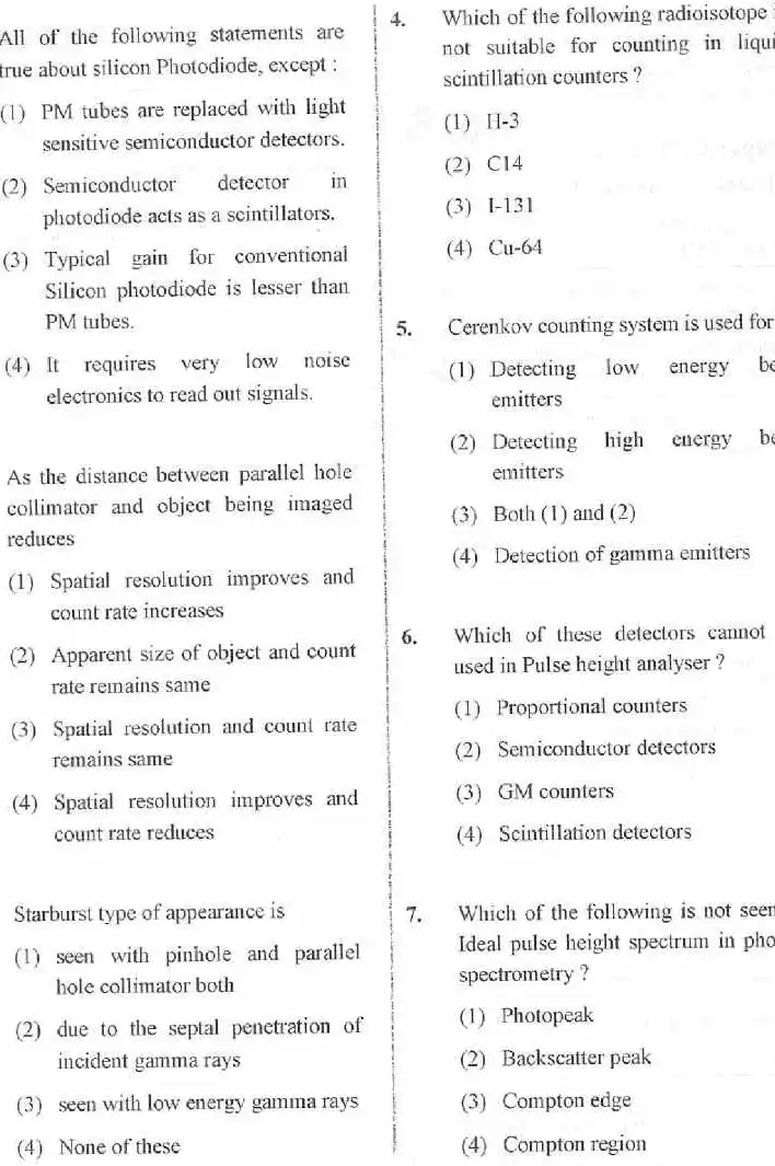 Asst. Professor Nuclear Medicine 2020 RPSC question paper page 1 instructions scan PDF download