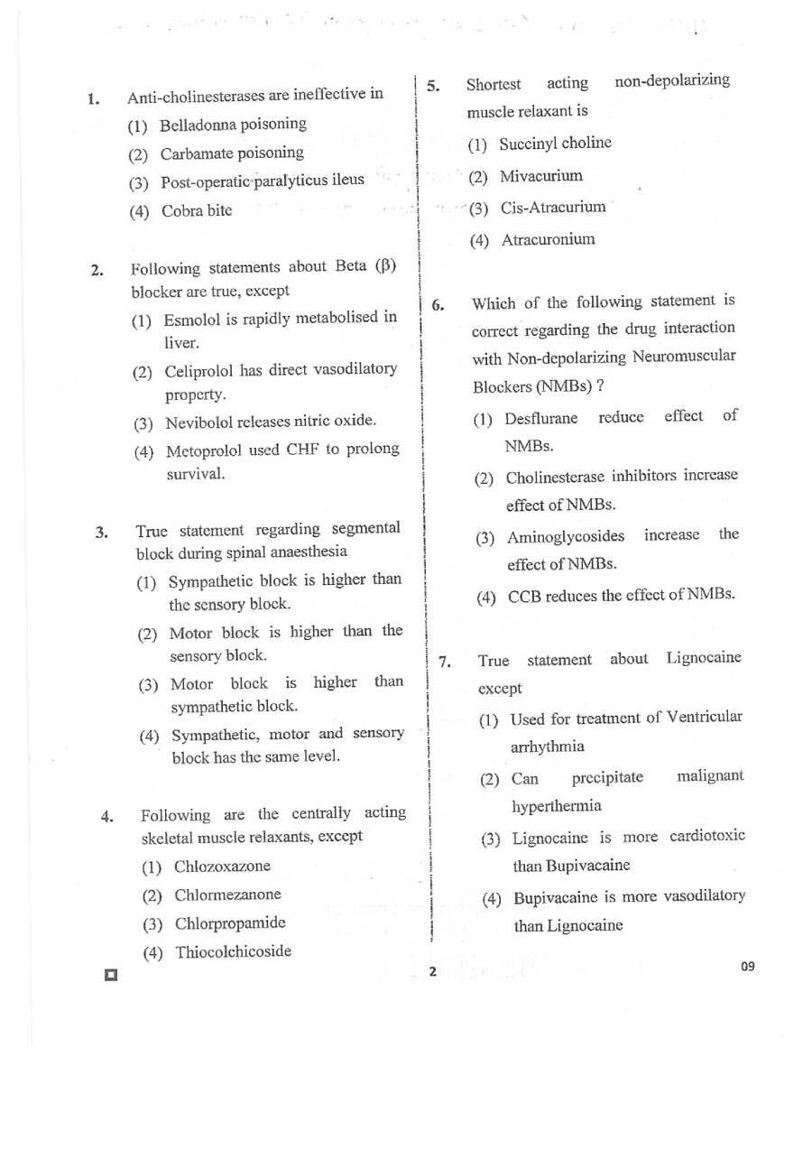 ASST. PROFESSOR & SR. DEMONSTRATOR 2020 Pharmacology question paper page 1 instructions scan PDF download RPSC