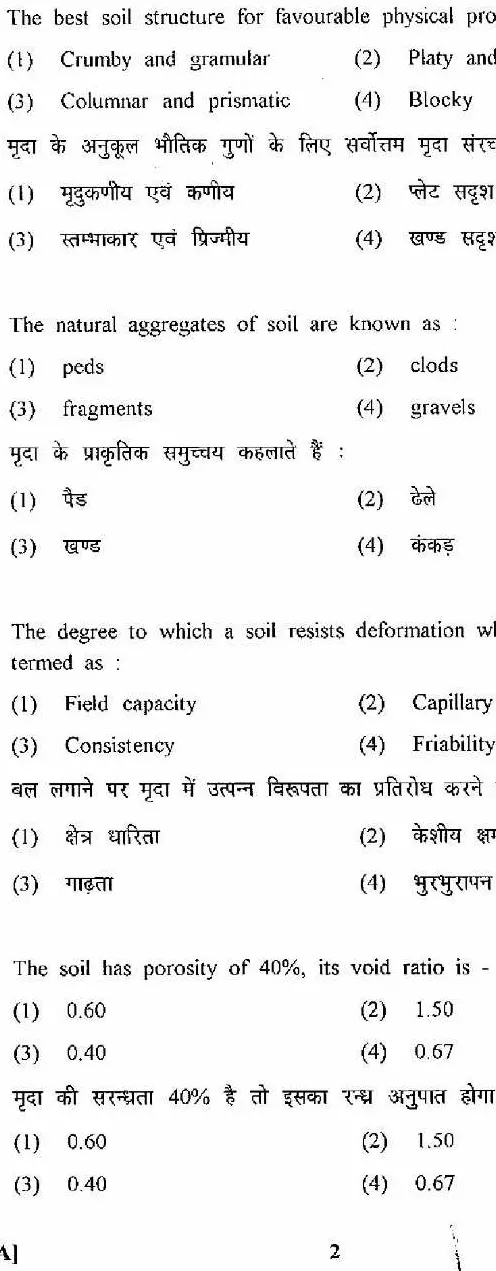 ASST SOIL CONSERVATION OFFICER 2011 Agriculture question paper page 1 instructions scan PDF download