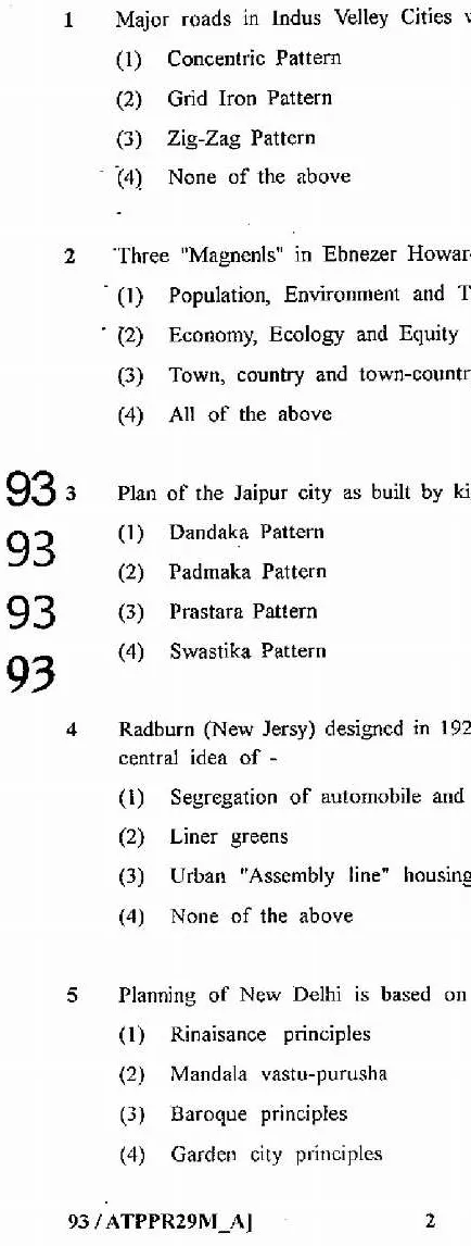 Asst. Town Planner (PR) 2011 RPSC question paper page 1 instructions scan PDF download