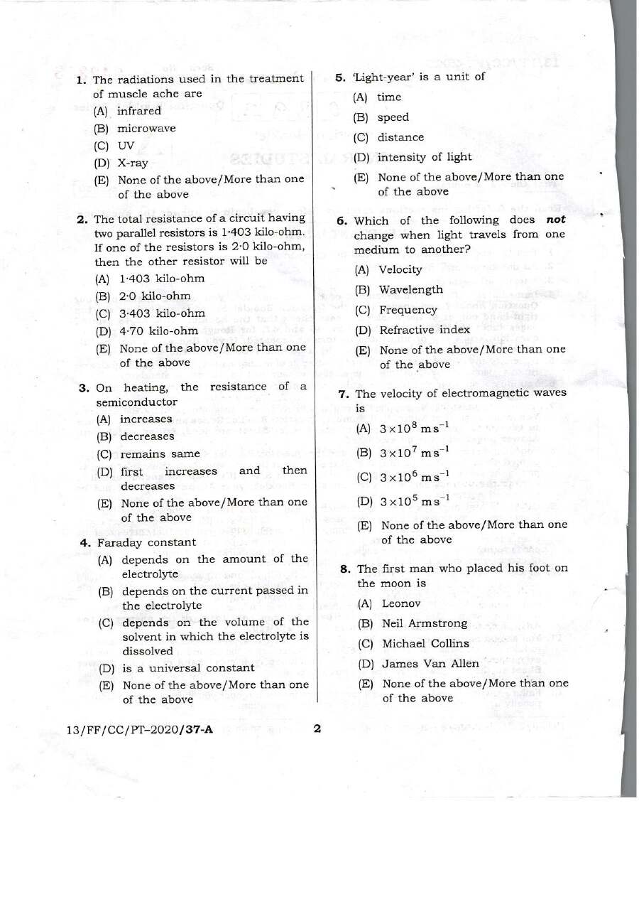 General Studies Question Paper (CCE) Page 1-2 – 4102 — page 1 instructions scan PDF download