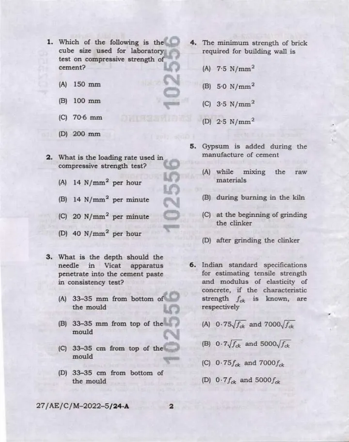 BPSC Assistant Engineer Civil-Mechanical-Electrical Paper V 2022 question paper page 1 instructions scan PDF download