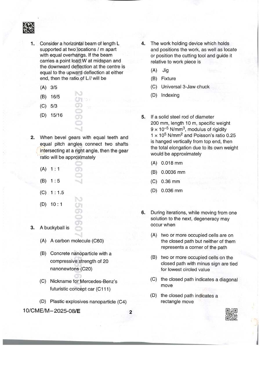 BPSC Assistant Engineer Mechanical Engineering Paper VI 2025 question paper page 1 instructions scan PDF download
