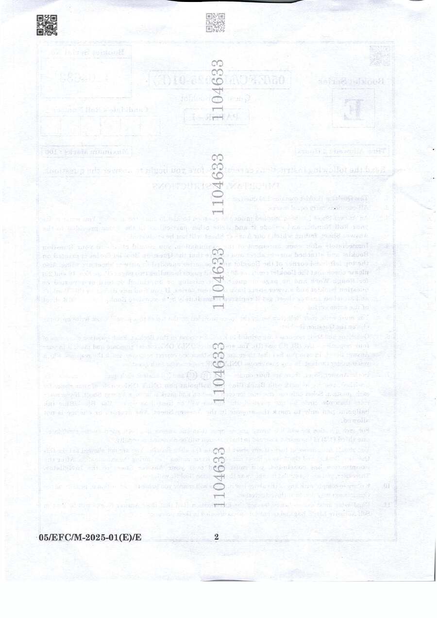 BPSC Assistant Environment Officer Paper I 2025 question paper page 1 instructions scan PDF download