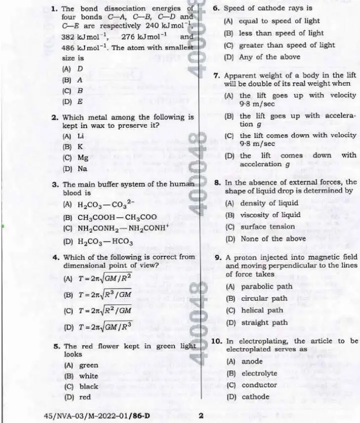 BPSC Assistant Town Plan Supervisor General Studies question paper page 1 instructions scan PDF download