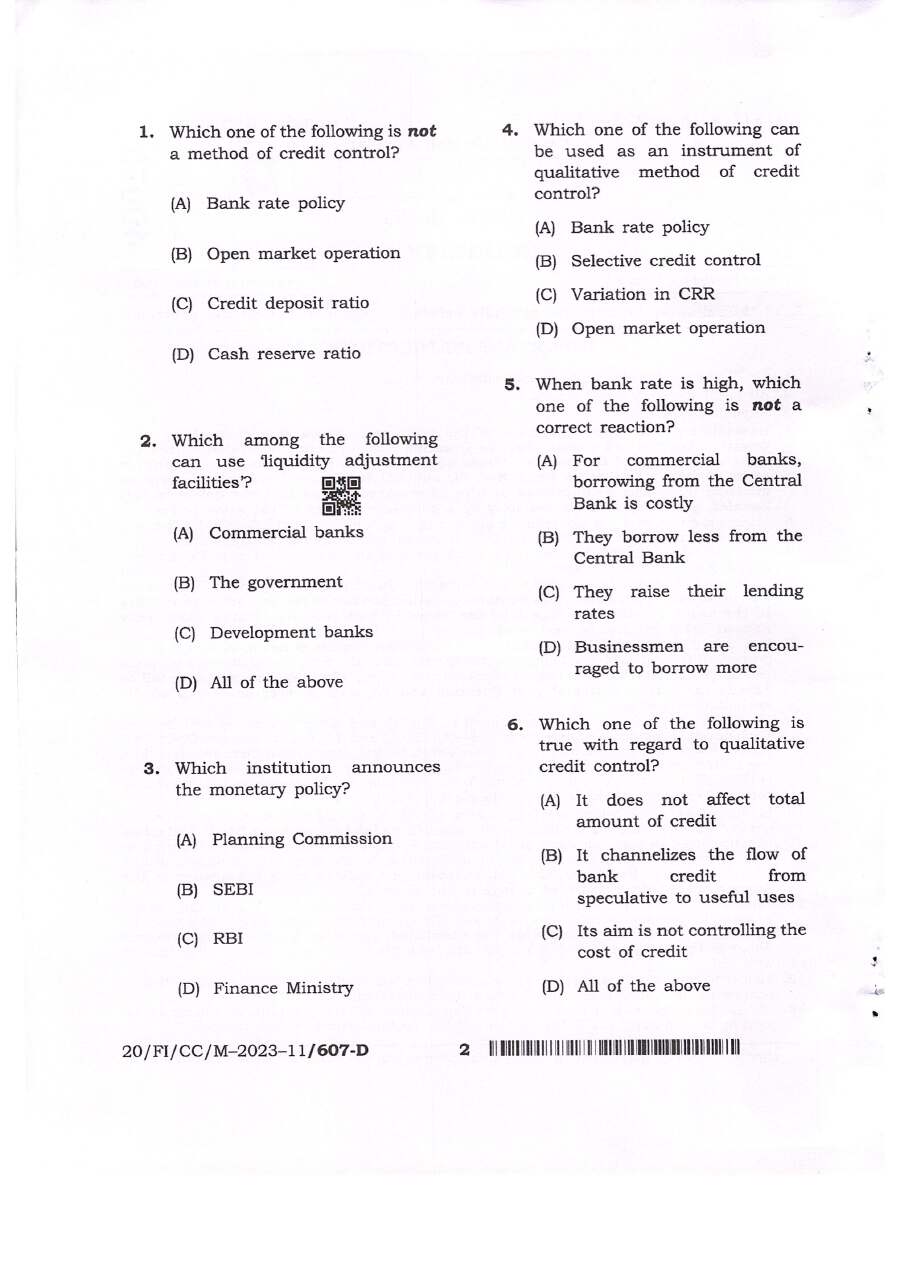 BPSC CCE 2023 Economics question paper page 1 instructions scan PDF download