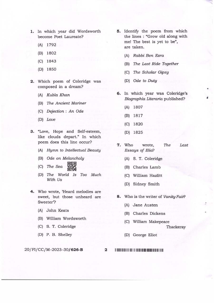 BPSC CCE English Language And Literature question paper 2023 page 1 instructions scan PDF download