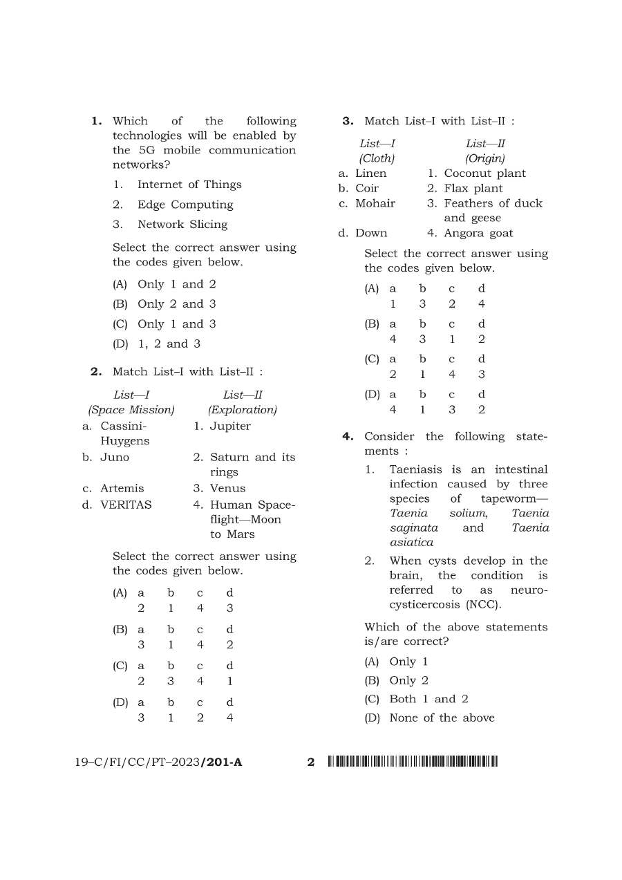 BPSC CCE General Studies question paper page 1 instructions scan PDF download