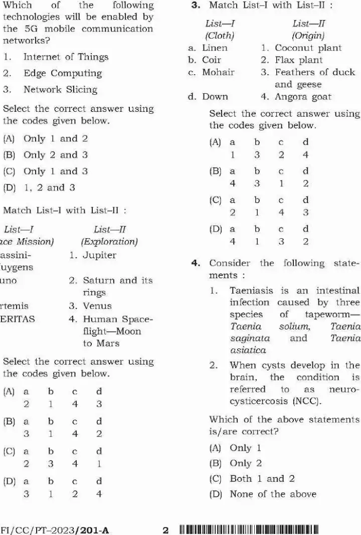 BPSC CCE General Studies question paper page 1 instructions scan PDF download