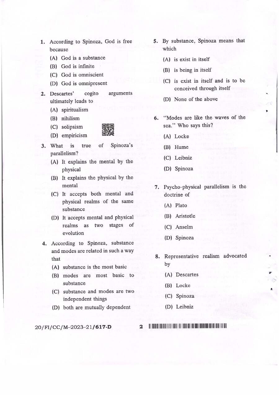 BPSC CCE Philosophy question paper page 1 instructions scan PDF download for Bihar government jobs exam preparation.