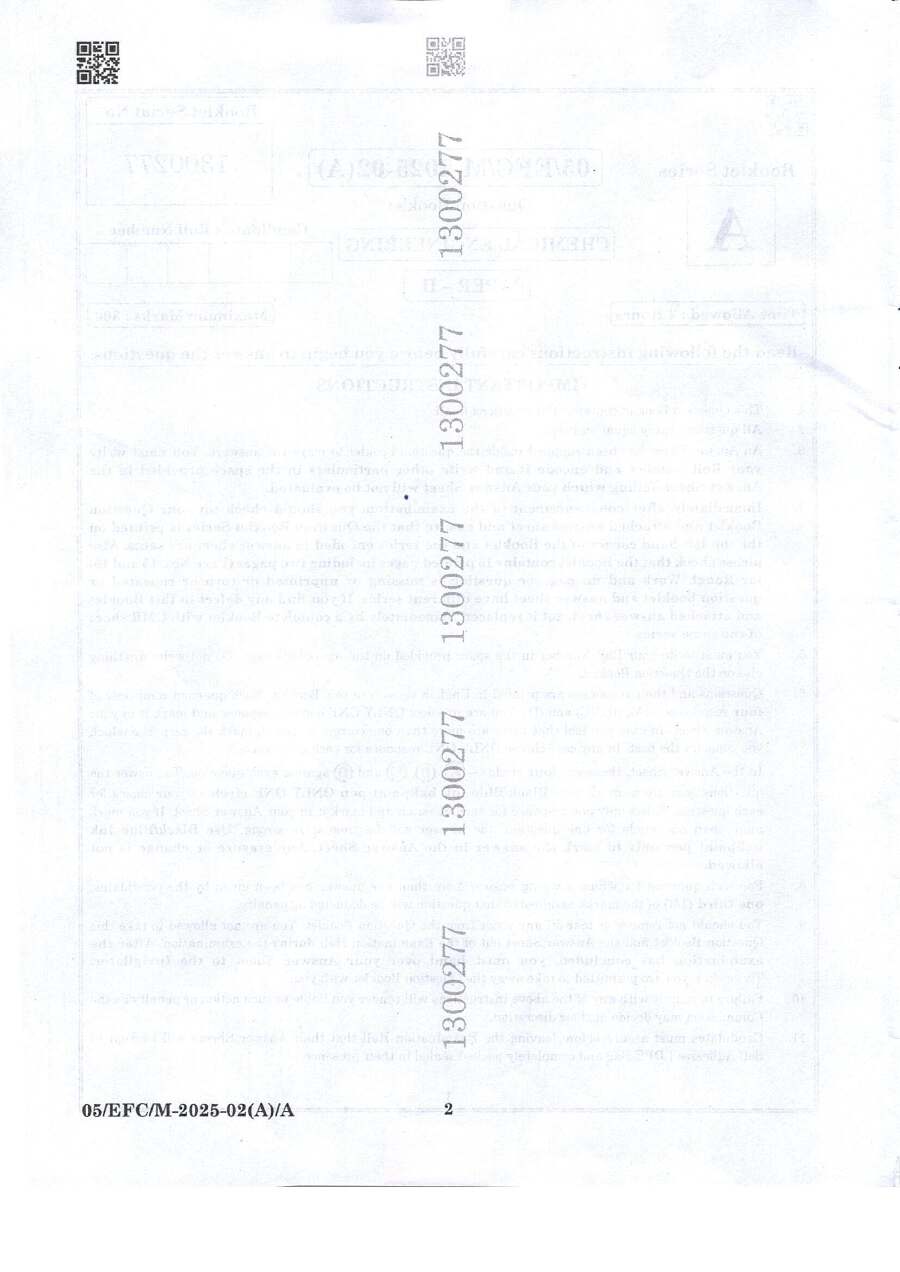 BPSC Chemical Engineering Paper II 2025 question paper page 1 instructions scan PDF download for Assistant Environment Officer exam