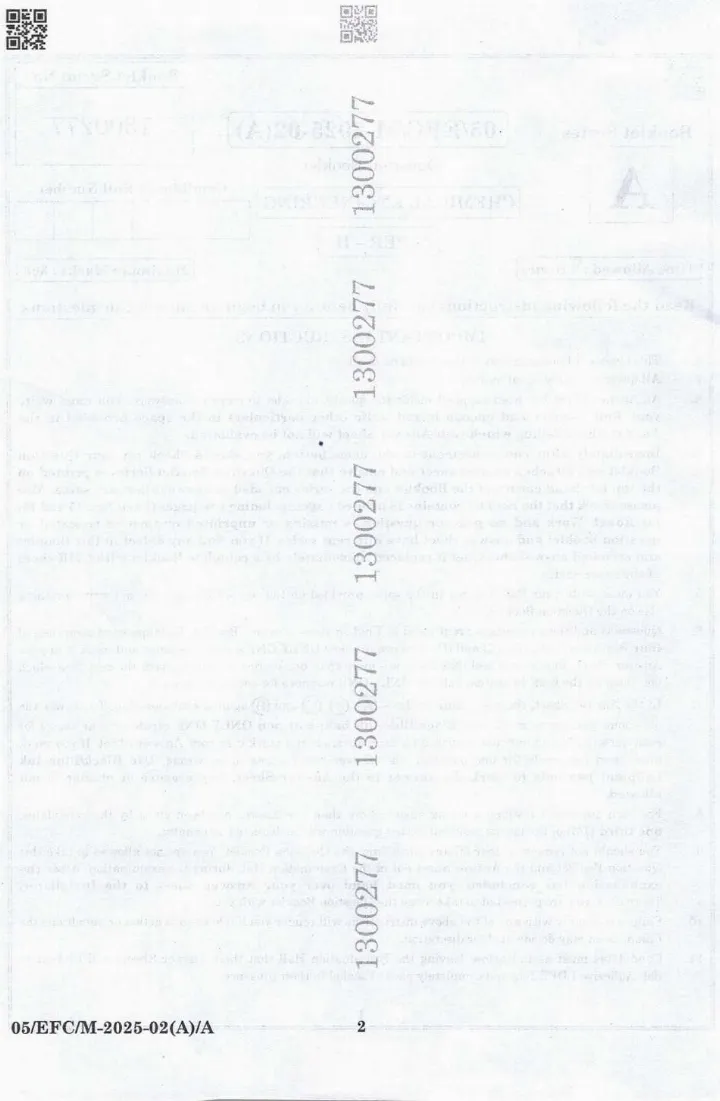 BPSC Chemical Engineering Paper II 2025 question paper page 1 instructions scan PDF download for Assistant Environment Officer exam