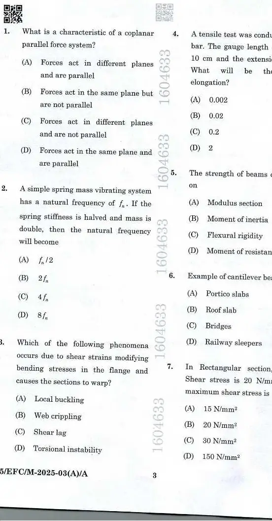 BPSC Civil Engineering Paper II 2025 question paper page 1 instructions scan PDF download for Assistant Environment Officer exam