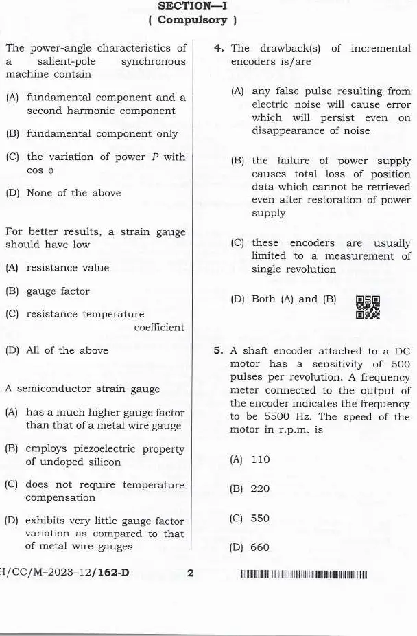 Combined Competitive Examinations (CCE) BPSC question paper page 1 instructions scan PDF download