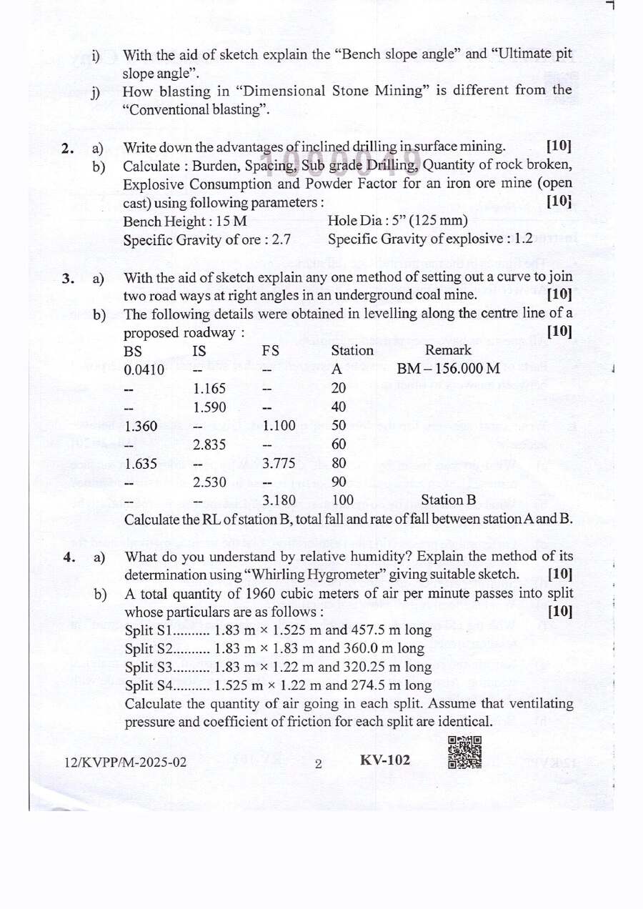 BPSC Mineral Development Officer Mining question paper 2025 page 1 instructions and header scan PDF download