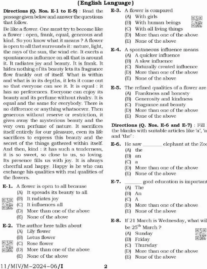 BPSC Teacher Language General Studies Social Science question paper page 1 instructions scan PDF download