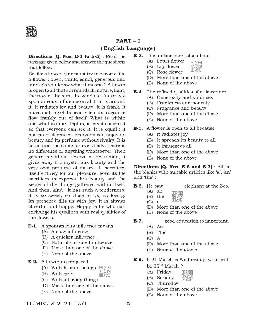 BPSC Teacher Recruitment Examination 2024 Language, General Studies, Mathematics & Science question paper page 1 scan, showing important instructions and exam header. PDF download available.