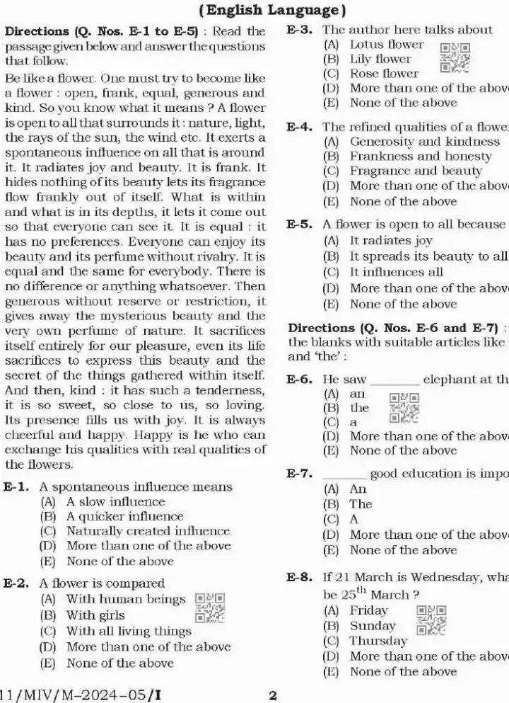 BPSC Teacher Recruitment Examination 2024 Language, General Studies, Mathematics & Science question paper page 1 scan, showing important instructions and exam header. PDF download available.