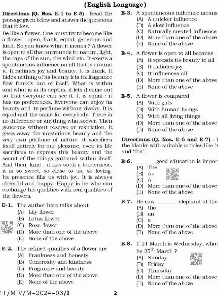 BPSC Teacher Recruitment Examinations Language General Studies Urdu question paper page 1 instructions scan PDF download