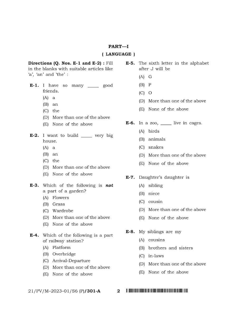 BPSC Teacher Recruitment Language And General Studies question paper page 1 instructions scan PDF download
