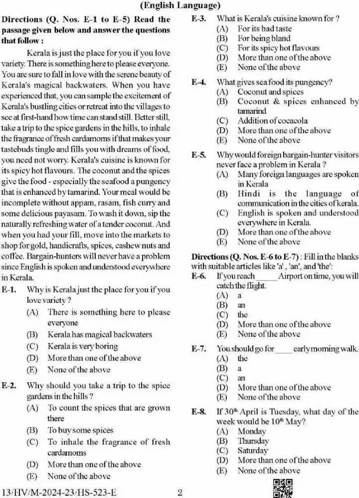 BPSC Teacher Recruitment Language General Studies Psychology question paper page 1 instructions scan PDF download