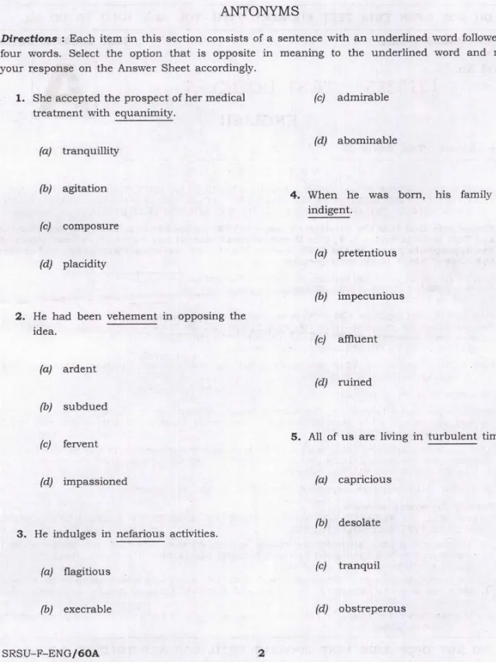 CDS 2024 English question paper page 1 instructions scan PDF download UPSC Combined Defence Services exam