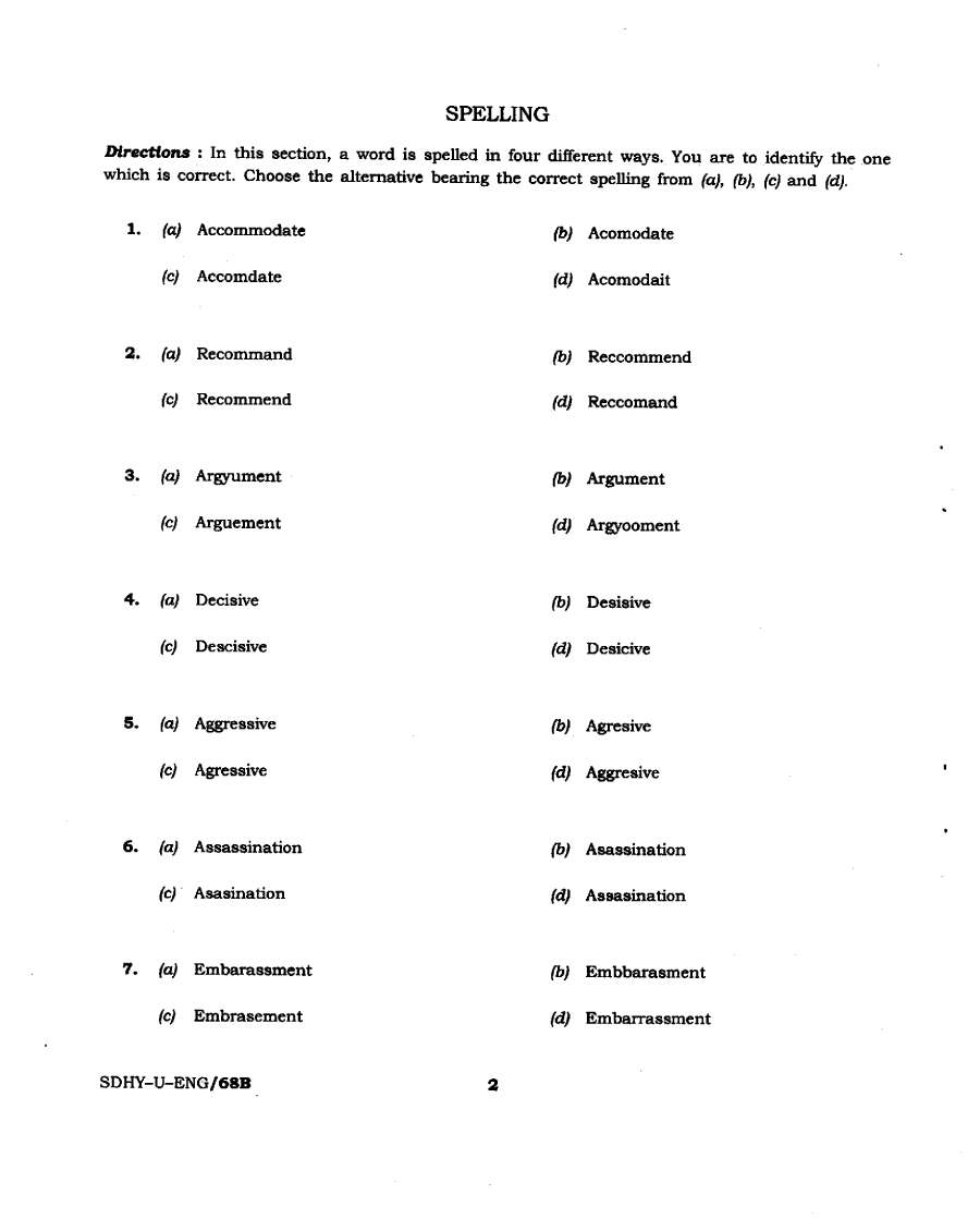 CDS (II) 2019 English question paper page 1 instructions scan PDF download. UPSC Combined Defence Services Exam paper.